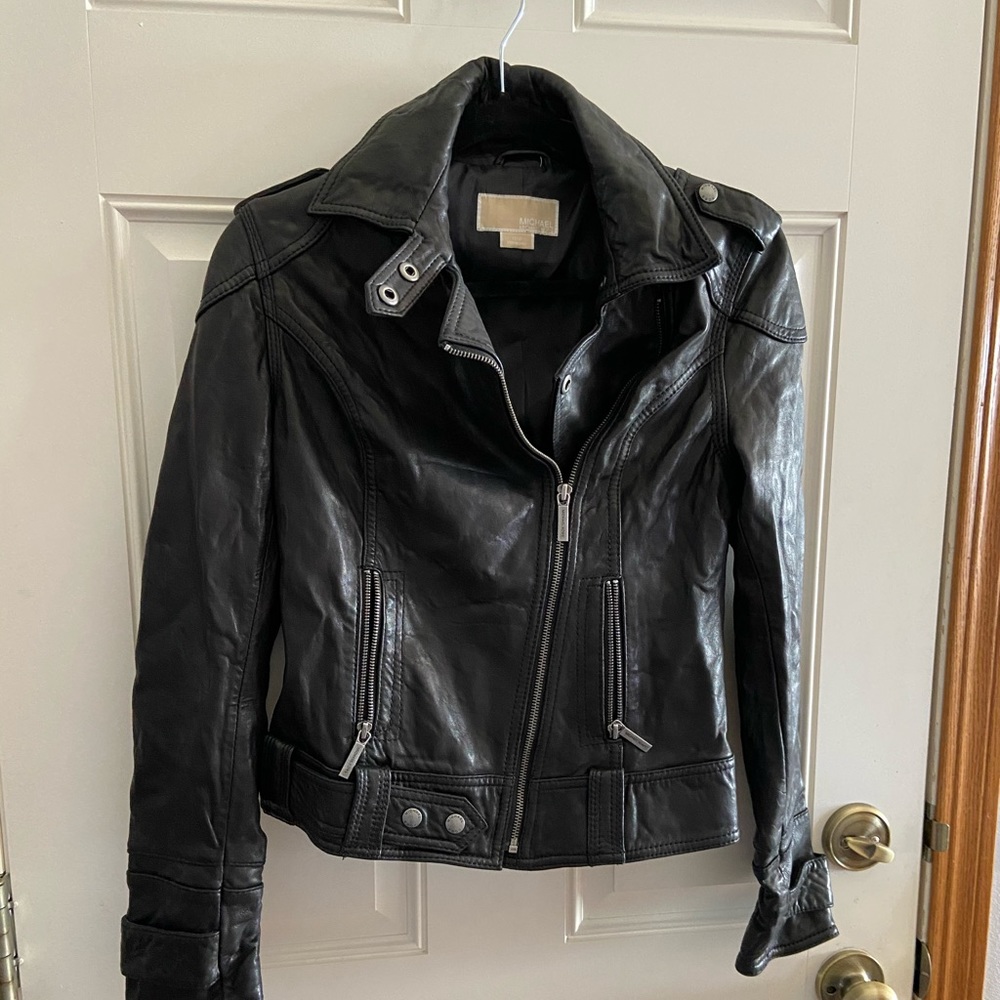Real Leather Michael Michael Kors Moto Jacket